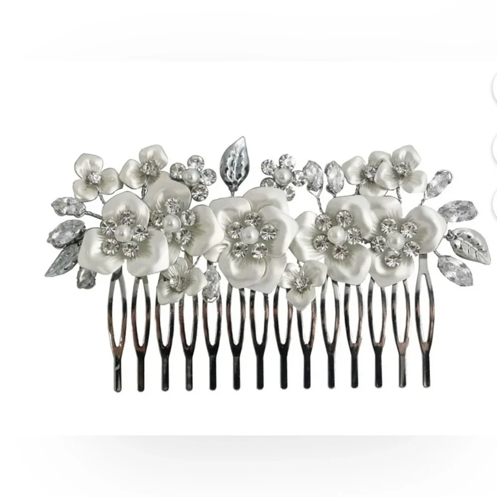 Believe by Brilliance Fine Sliver Plated Hair Comb with Genuine Cubic Zirconi...